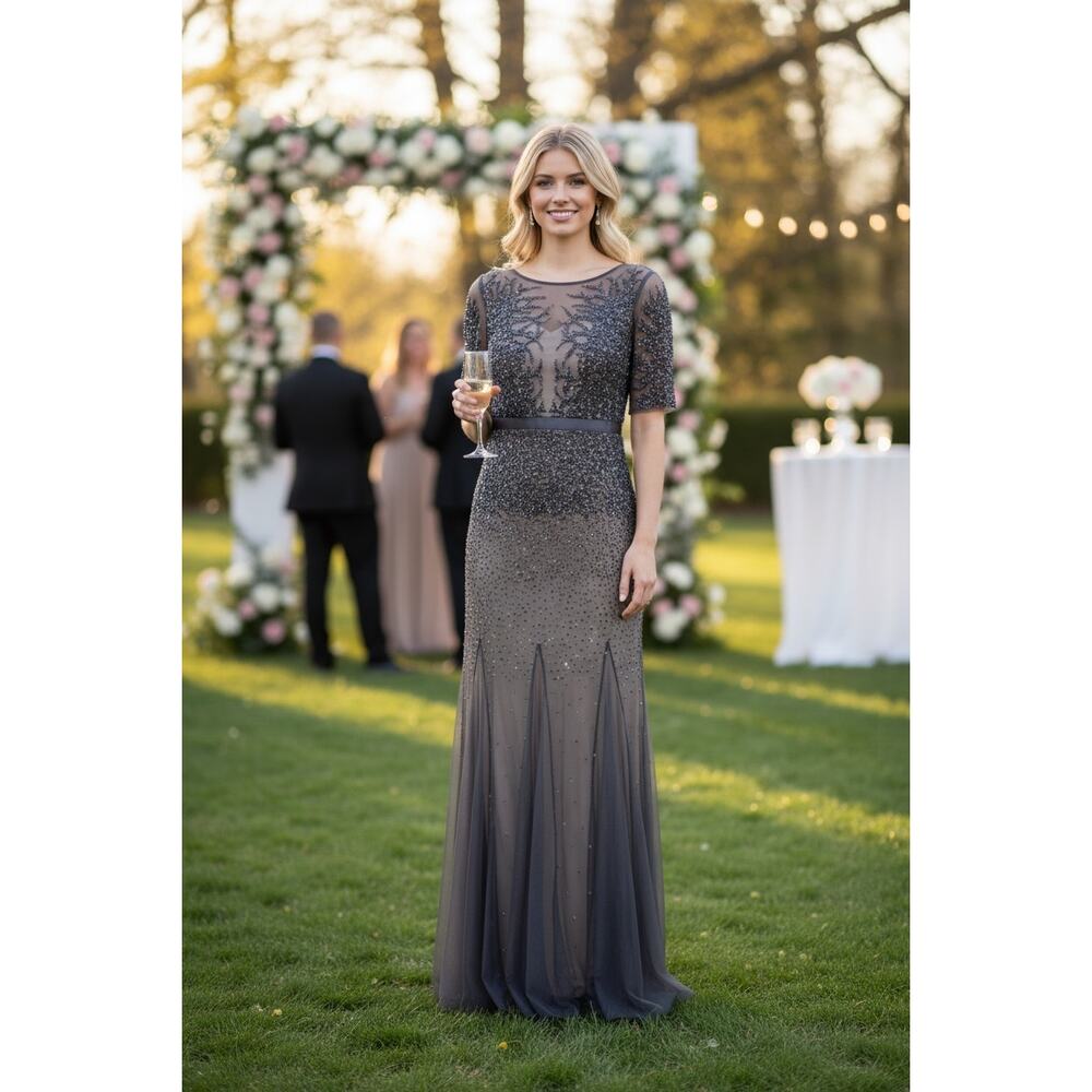 NWT ADRIANNA PAPELL DRESS GOWN MOTHER OF THE BRIDE WEDDING GUEST FORMAL EVENING
